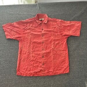 Vintage Tommy Bahama Silk Button Shirt‎ Tropical Floral Camp Loop Collar Mens L